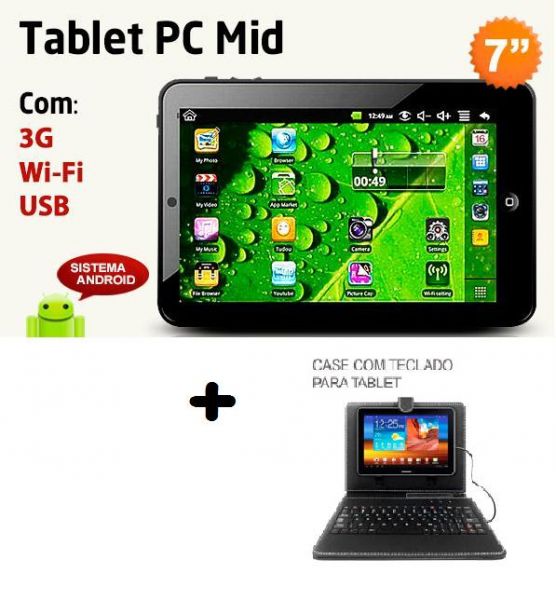 Tablet PC Mid Tela 7 + Case c/teclado